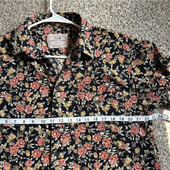 Pronto Uomo Made in Italy Long Sleeve Black Red Floral Button Down Casual XL - Picture 6 of 6